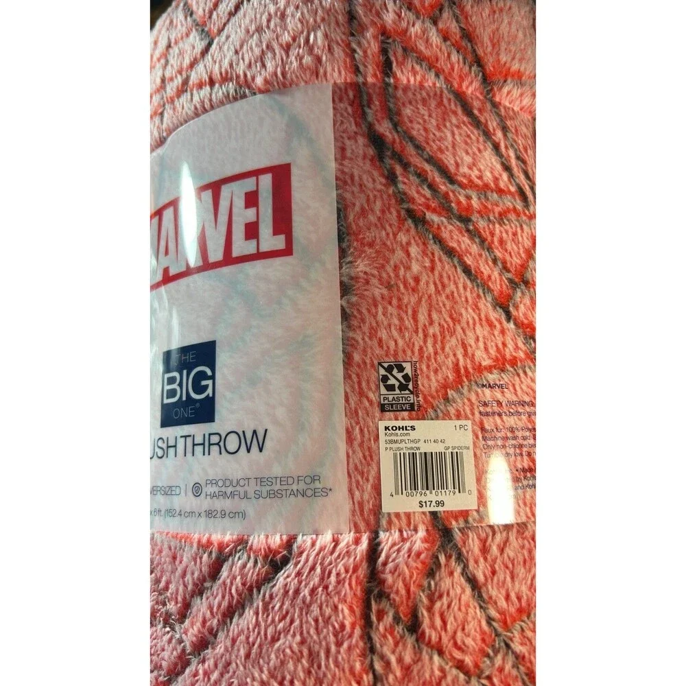 NEW MARVEL SPIDERMAN GP PLUSH THROW BLANKET RED HEADS THE BIG ONE 5X6 FT NWT